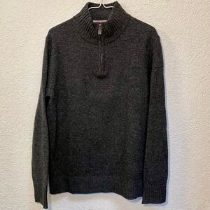 Bonobos Sweater Men’s M Standard Fit Gray 100% Lambswool Mock Neck 1/4 Zip Top